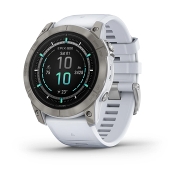GARMIN EPIX PRO (GEN 2) SAPPHIRE, 51 MM TITANIUM WITH WHITESTONE SILICONE BAND (010-02804-11)
