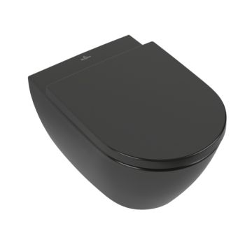 Villeroy&Boch Subway 2.0 Piekaramais WC Direct Flush ar Soft Close Vāku 5614R0R7+8M42S1R7 Matēts Melns (KOMP-SUBW2R7)