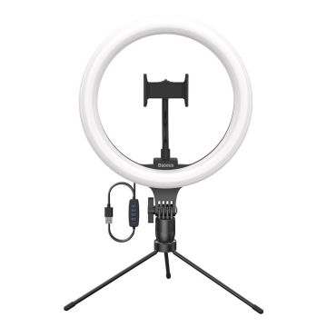Baseus photo lamp 10-inch ring flash LED ring for smartphone selfie photos (YouTube, TikTok) + black mini tripod (CRZB10-A01)