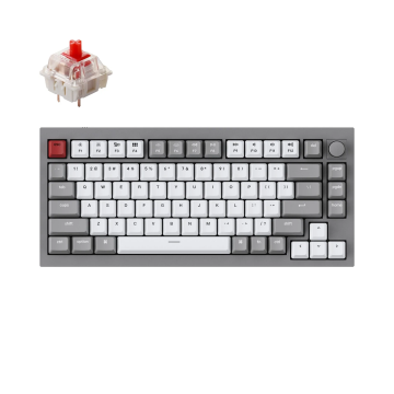 Keychron Q1 Knob TKL Gateron G Pro Red Switch Silver Grey US (Q1-N1)