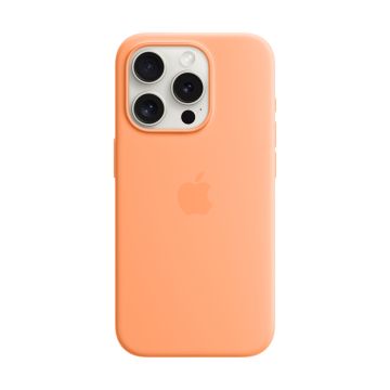 Apple iPhone 15 Pro Silicone Case with MagSafe Orange Sorbet MT1H3
