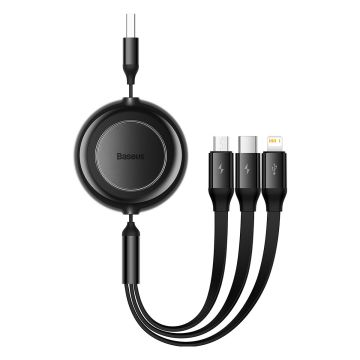 Baseus Bright Mirror 2, USB 3-in-1 cable for micro USB / USB-C / Lightning 3.5A 1.1m Black (CAMJ010001)