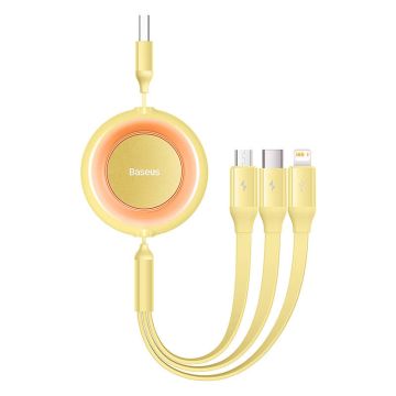Baseus Bright Mirror 2 USB 3-in-1 cable for micro USB / USB-C / Lightning 3.5A 1.1m Yellow (CAMJ010011)