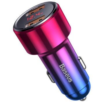 Baseus Magic Series Dual QC Car Charger with digital display 2x USB QC3.0 45W 6A Red (CCMLC20A-09)