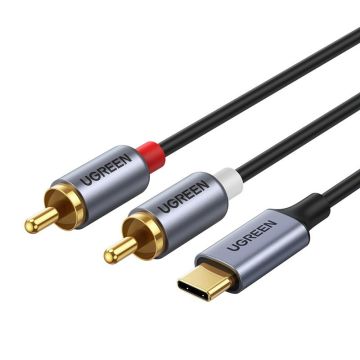 Ugreen AUX stereo audio cable 3.5 mm mini jack - USB Type C for tablet phone 1m black (CM450 20192)