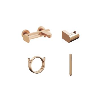 Ravak Eleganta Wall-Mounted Bathtub Tap with Set Rose Gold Brushed (X07S137)