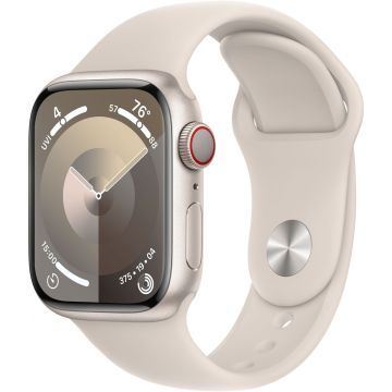 Apple Watch Series 9 GPS + Cellular 41mm Starlight Aluminium Case with Starlight Sport Band (S/ M) MRHN3