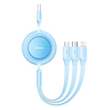 Baseus Bright Mirror 2, USB 3-in-1 cable for micro USB / USB-C / Lightning 3.5A 1.1m Sky Blue (CAMJ010017)