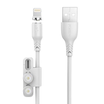 Foneng X62 Magnetic 3in1 USB to USB-C / Lightning / Micro USB Cable, 2.4A, 1m White