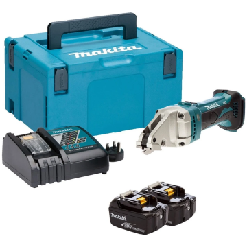 Makita DJS161RTJ 18V Straight Shear 1.6mm + 2 pcs 5.0Ah Battery