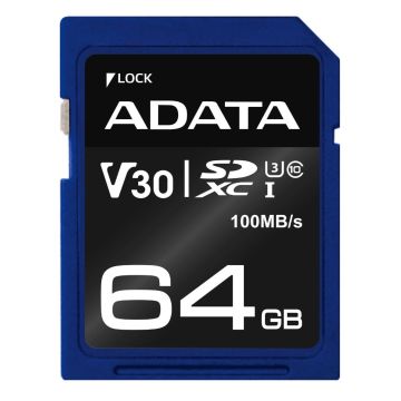 ADATA SDXC 64GB V30 Memory Card ASDX64GUI3V30S-R (ASDX64GUI3V30S-R)
