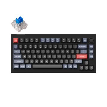 Keychron V1 75% Mechanical Keyboard (ANSI, Carbon Black, RGB, Hot-swap, US, Pro Blue Switch)
