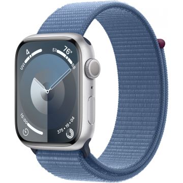 Apple Watch Series 9 GPS 45mm Silver Aluminium Case with Winter Blue Sport Loop MR9F3