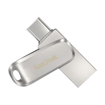 SanDisk Ultra Dual Drive Luxe Flash Drive 64GB USB Type-A / USB Type-C 3.2 Gen 1 (3.1 Gen 1) Stainless Steel