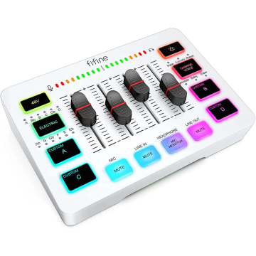 FIFINE AmpliGame SC3W Gaming Audio Mixer USB/XLR White