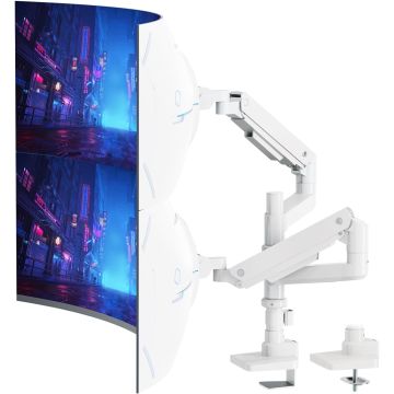 PUTORSEN Monitor Mount 2 Monitors for 17-49 Inch Flat & Curved Screen White