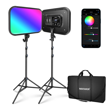Neewer RGB168 2× RGB168 Soft LED Light 2× 200 cm Light Stand Bag