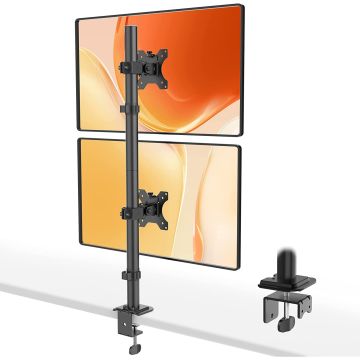 WORLDLIFT Vertical Double Monitor Mount for 13-32 Inch LCD LED Screens 2 mounting options Black
