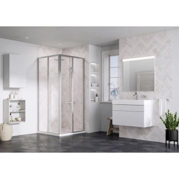 Ravak Shower Corner SRV2-75 195 S Satin + Glass Grape (14V30UO2ZG)