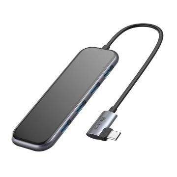 Baseus adapter HUB USB Type C to 4x USB 3.0 / USB Type C PD adapter for MacBook / PC gray (CAHUB-EZ0G)
