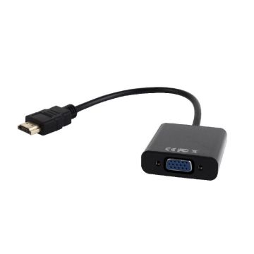 Gembird HDMI to VGA and audio adapter cable, single port, black (A-HDMI-VGA-03)