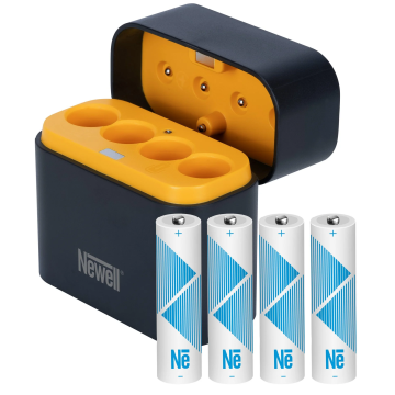 Newell Four Channel Charger + 4 Li-ion AA Recheargable Batteries Set 2200 mAh