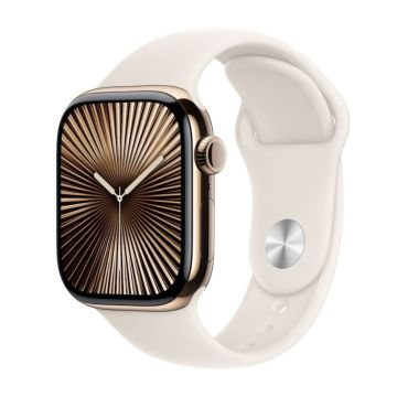 Apple Watch Series 10 GPS + Cellular 42mm Gold Titanium Starlight Sport Band M/L MX073