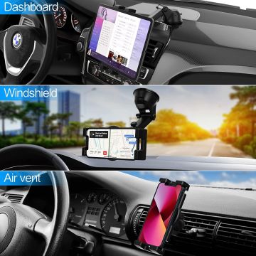 Oilcan Car Mount 3-in-1 Tablet Holder Suction Cup, Car Ventilation Dashboard Windscreen 4-12.9 Inch