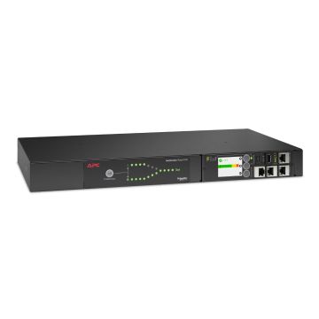 APC NetShelter Rack Automatic Transfer Switch, 1U, 16A, 230V, 2 C20 IN, 8 C13, 1 C19 OUT, 50/60Hz (AP4423A)