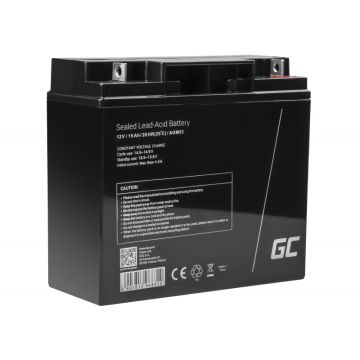 Green Cell AGM VRLA 12V 15Ah maintenance-free battery for the alarm system, cash register, toys (AGM53)