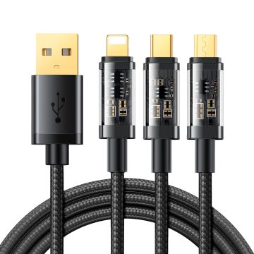 Joyroom 3in1 USB cable - USB Type C / Lightning / micro USB 3.5 A 1.2m black (S-1T3015A5)