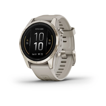 GARMIN EPIX PRO (GEN 2) SAPPHIRE, 42 MM SOFT GOLD STAINLESS STEEL WITH LIGHT SAND SILICONE BAND (010-02802-11)
