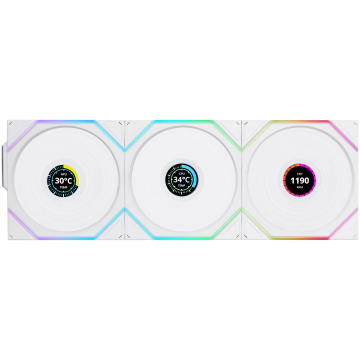 Lian Li UNI FAN TL Wireless LCD Fans, ARGB, PWM, 3-Pack incl. Controller – Reverse Blade, 120 mm, White (12RTLLCD1W3W)